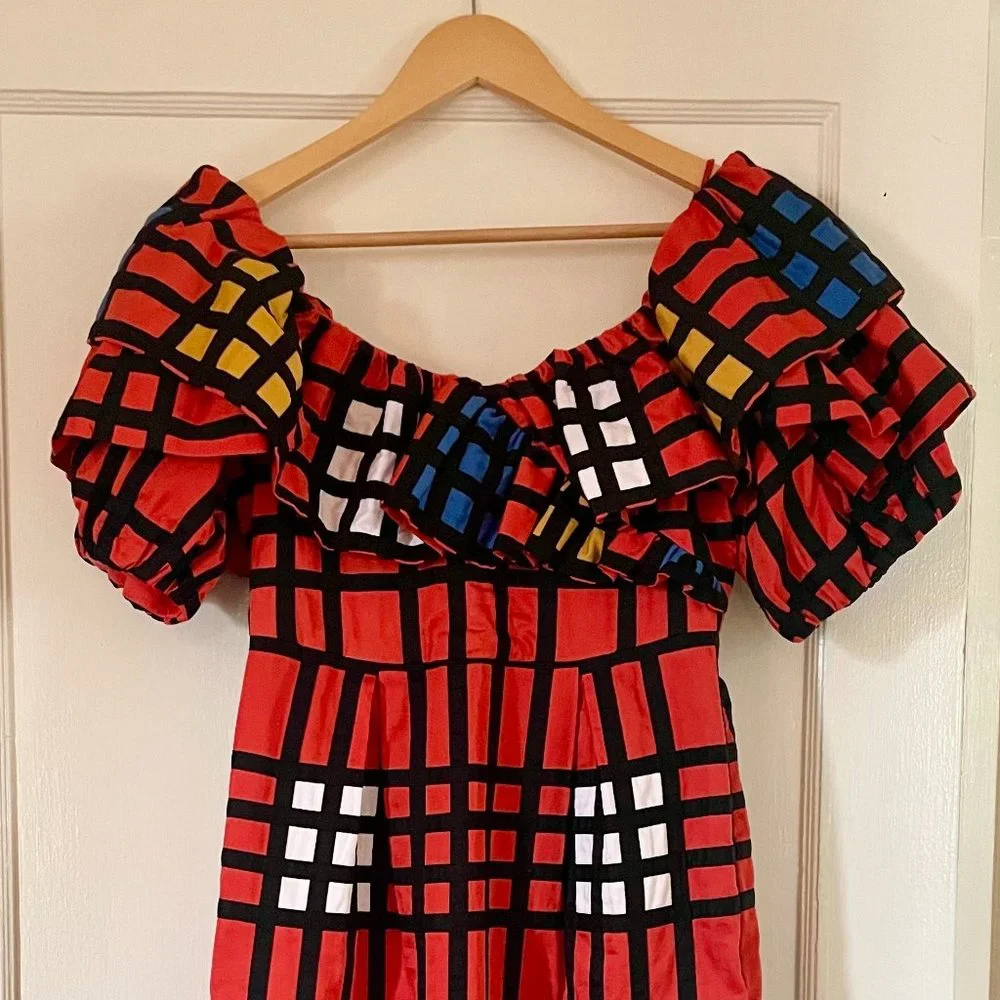 Mara Hoffman Arabella Dress - color block grid applique - Picture 4 of 7
